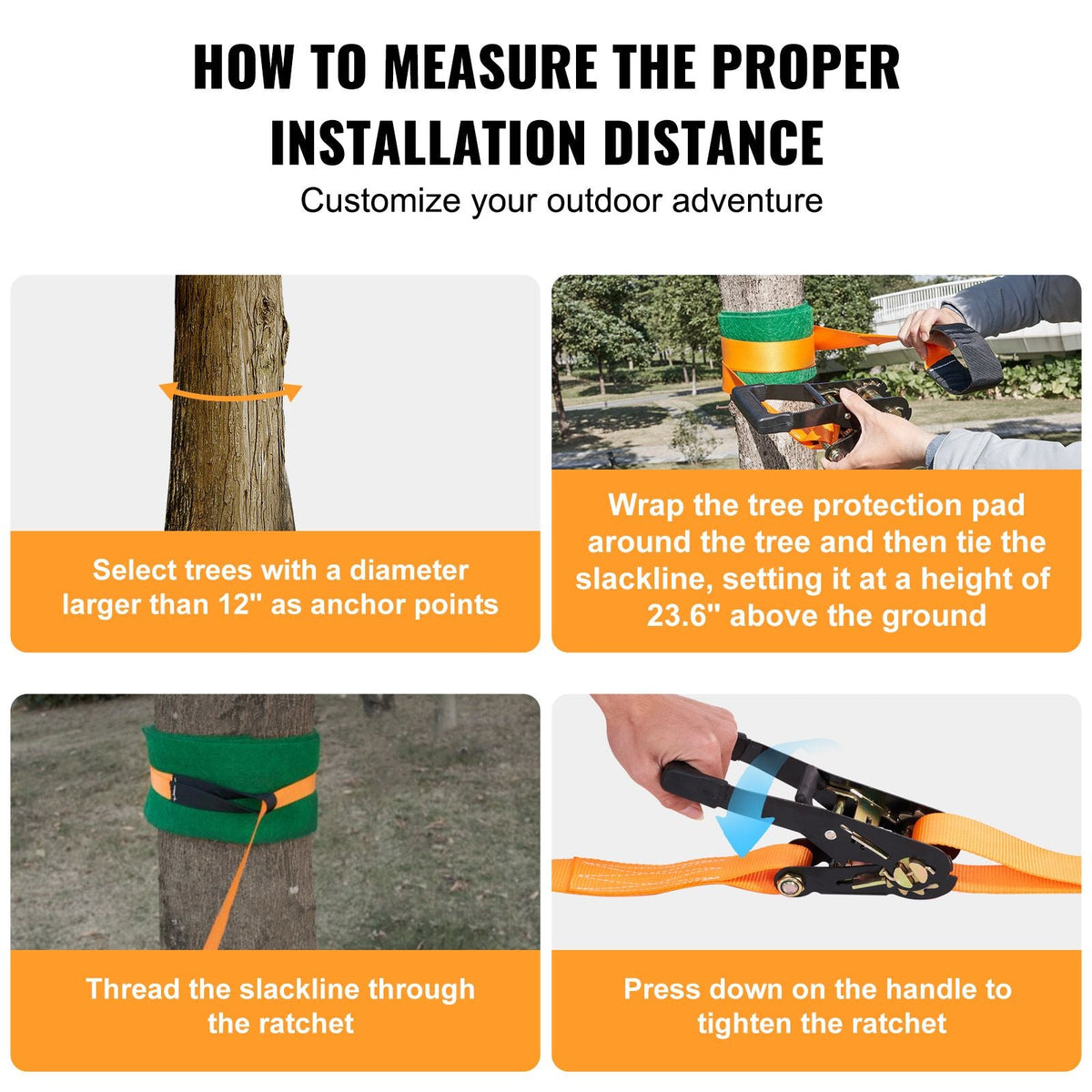 Slackline Kit with Training Line, 60 ft Backyard Slack Line Equipment, Easy Setup Tight Rope for Kids Adults, Complete Slackline Set with Tree Protectors, Arm Trainer, Carry Bag, and Instruction