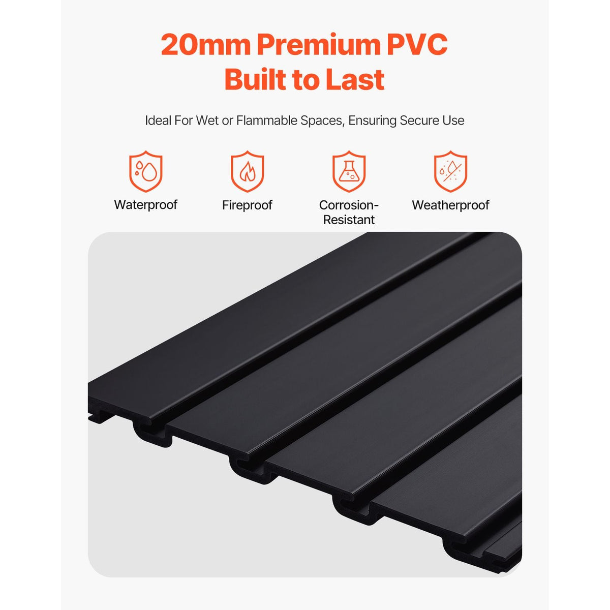 Slat Wall Paneling, 2 x 4 ft, PVC Garage Slatwall with Modular Design, Black Slat Wall Easy-to-Install Adjustable Slatwall Panel with Coupling Structure & DIY Cutting, Fits for Storage & Display