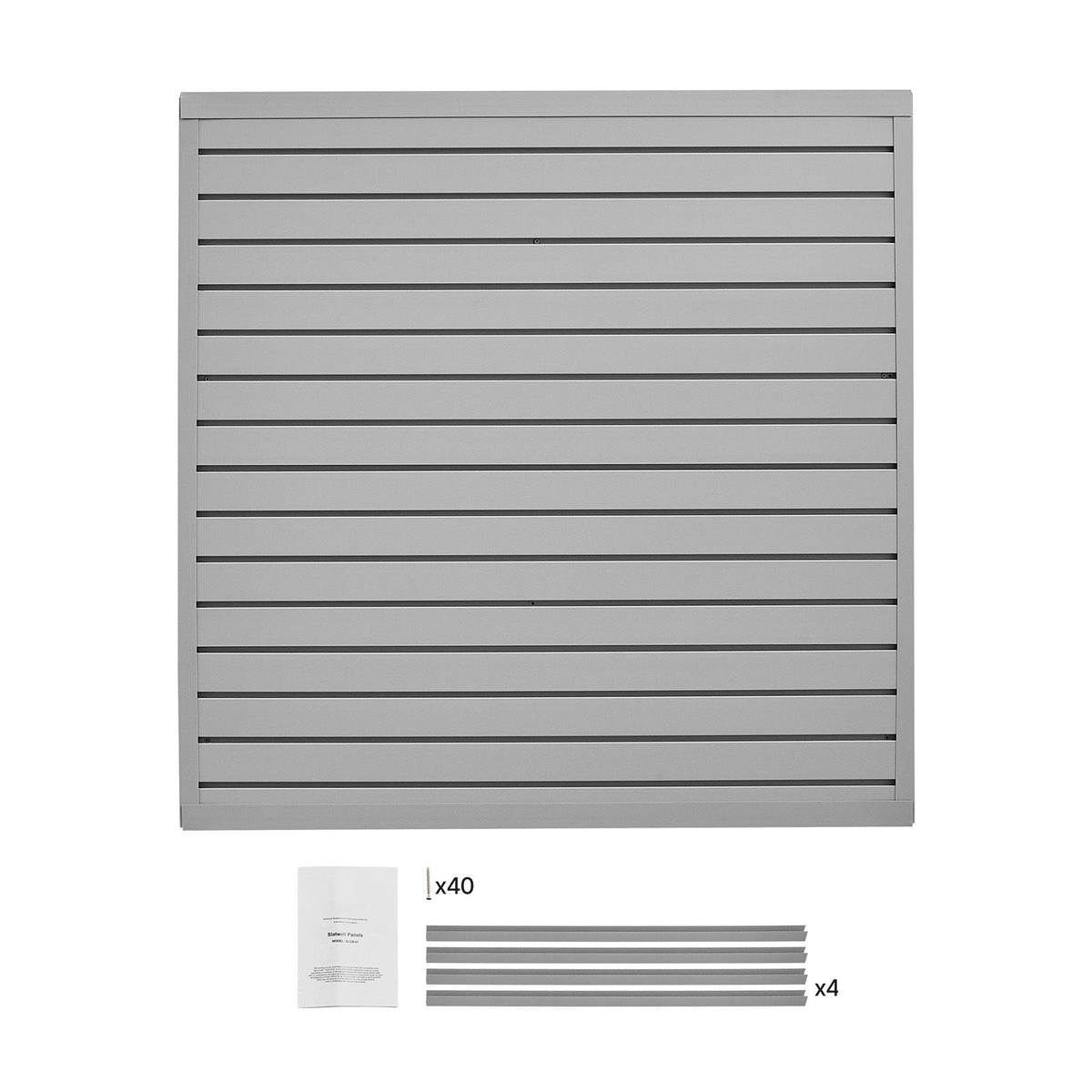 Slat Wall Paneling, 4 x 4 ft, PVC Garage Slatwall with Modular Design, Grey Slat Wall Easy-to-Install Adjustable Slatwall Panel with Coupling Structure & DIY Cutting, Fits for Storage & Display