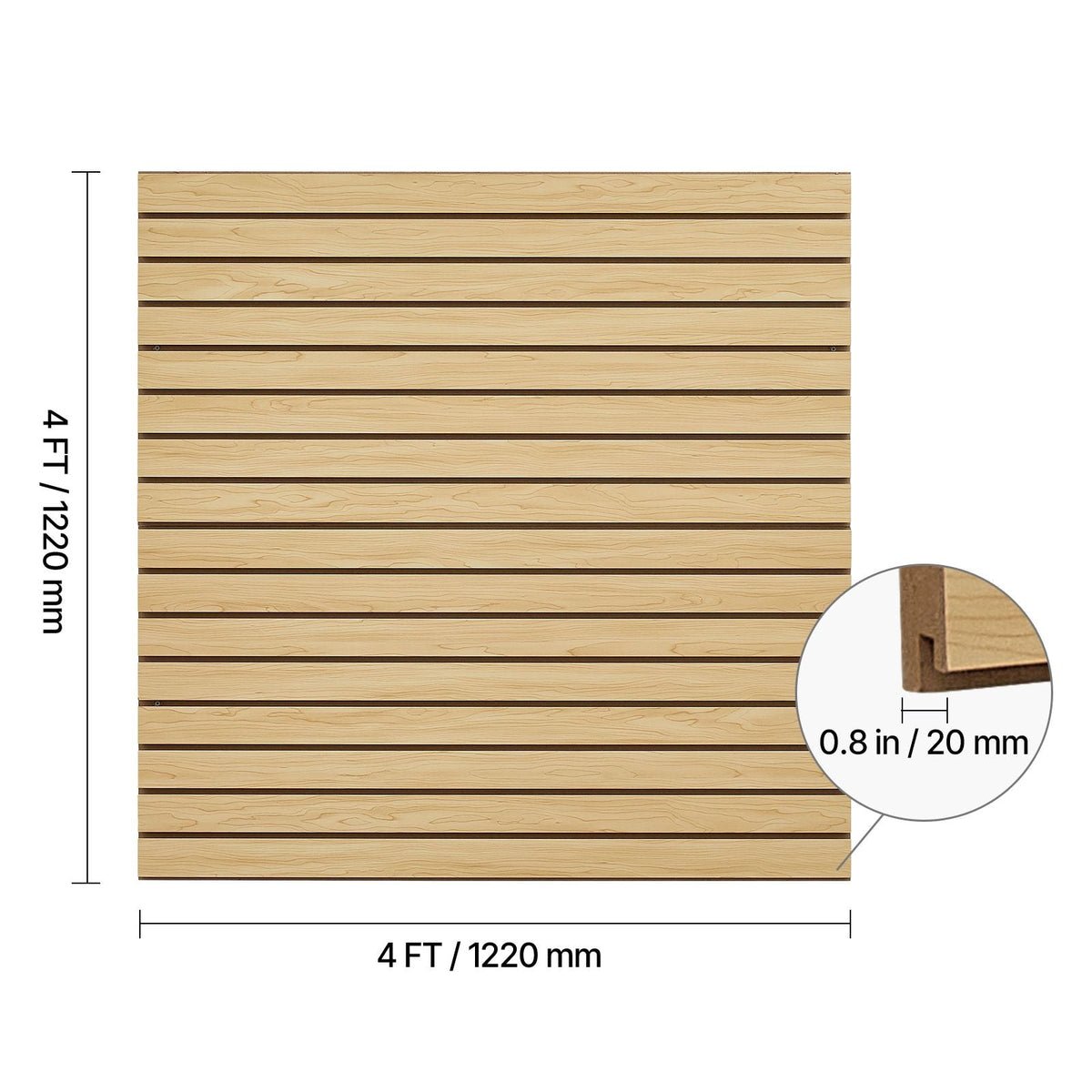 Slat Wall Paneling, 4 x 4ft, MDF Garage Slatwall with Modular Design, Natural Slat Wall Easy-to-Install Adjustable Slatwall Panel with Coupling Structure & DIY Cutting, Fit for Storage & Display