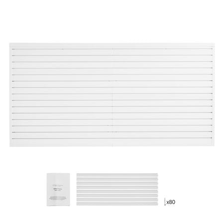 Slat Wall Paneling, 8 x 4 ft, PVC Garage Slatwall with Accessories, White Slat Wall Easy-to-Install Adjustable Slatwall Panel with Coupling Structure & DIY Cutting, Fits for Storage & Display