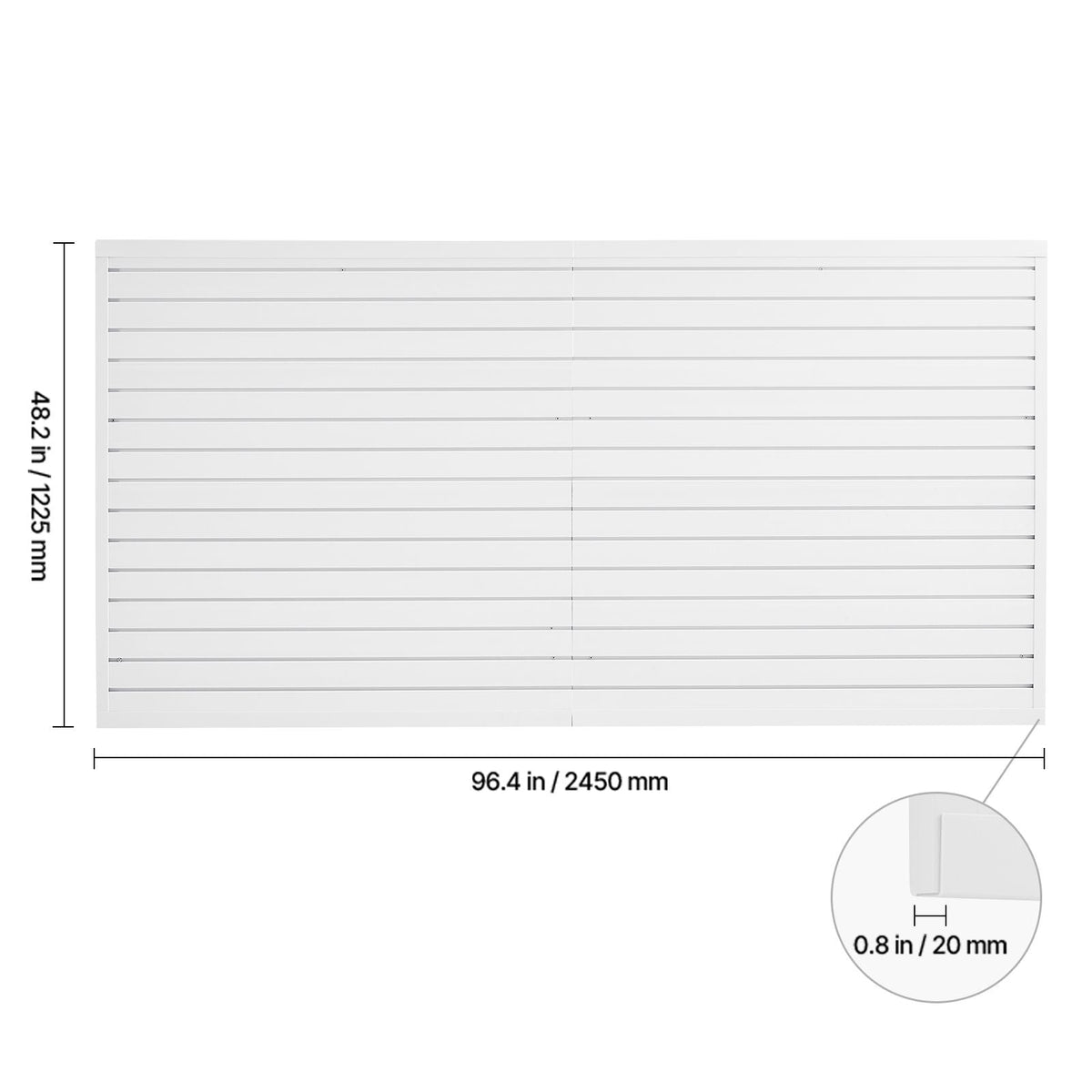 Slat Wall Paneling, 8 x 4 ft, PVC Garage Slatwall with Accessories, White Slat Wall Easy-to-Install Adjustable Slatwall Panel with Coupling Structure & DIY Cutting, Fits for Storage & Display
