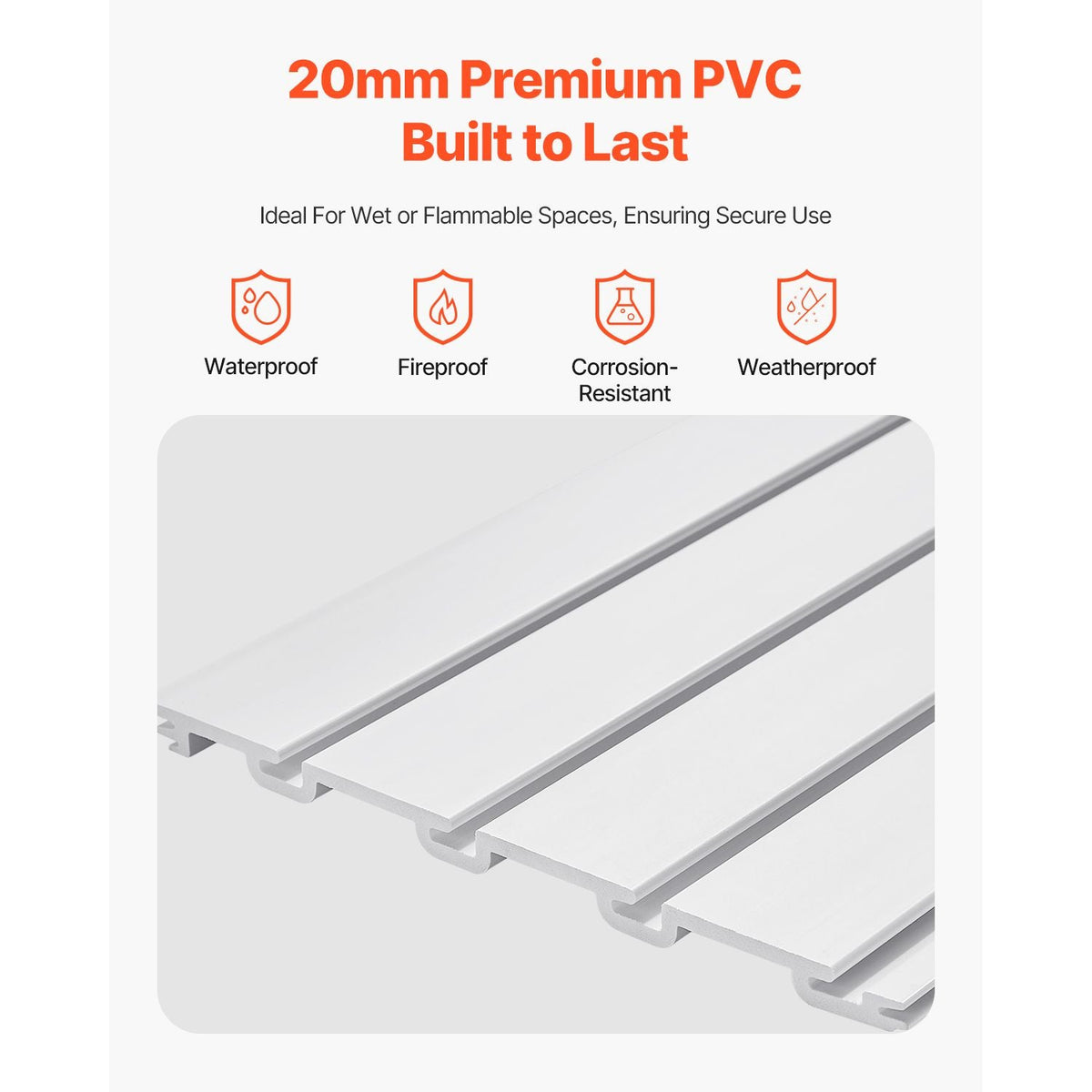 Slat Wall Paneling, 8 x 4 ft, PVC Garage Slatwall with Accessories, White Slat Wall Easy-to-Install Adjustable Slatwall Panel with Coupling Structure & DIY Cutting, Fits for Storage & Display