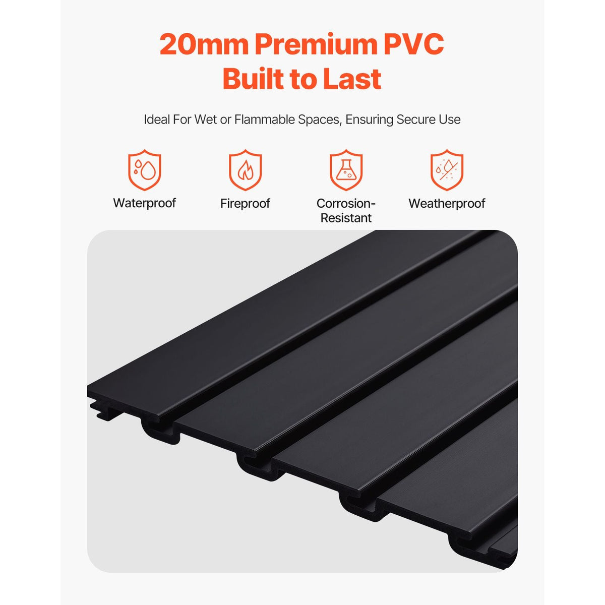 Slat Wall Paneling, 8 x 4 ft, PVC Garage Slatwall with Modular Design, Black Slat Wall Easy-to-Install Adjustable Slatwall Panel with Coupling Structure & DIY Cutting, Fits for Storage & Display
