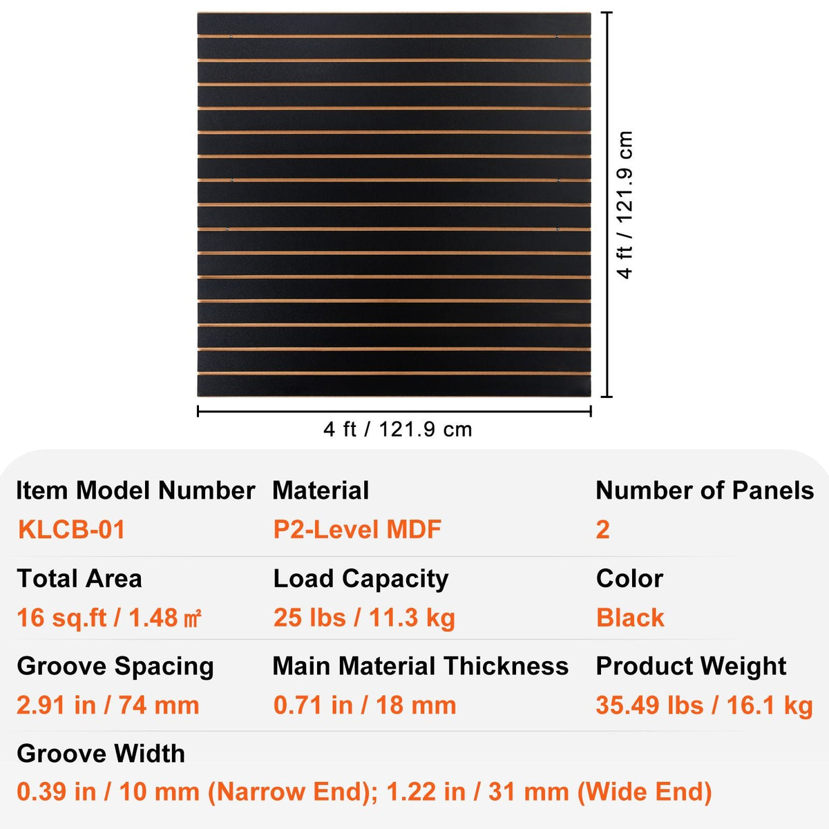 Slatwall Panels, 4 ft x 2 ft Black Garage Wall Panels 24"H x 48"L (Set of 2 Panels), Heavy Duty Garage Wall Organizer Panels Display for Retail Store, Garage Wall, and Craft Storage Organization