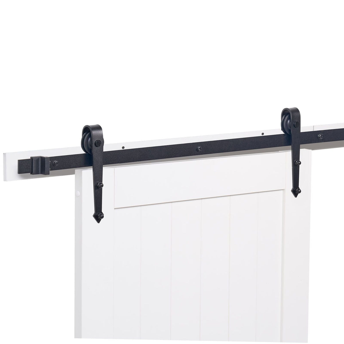 Sliding Barn Door, 42 x 84 inch, High-Strength MDF Panel and Glass, Barn Door with Hardware Kit, Water-Proof PVC Surface, Easy to Install, H-Frame, Smoothly and Quietly Sliding for Living Room