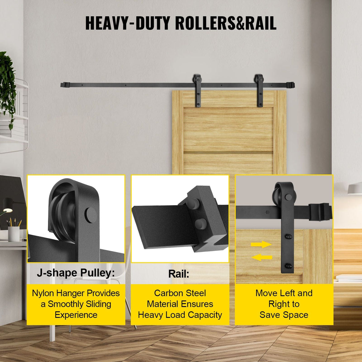Sliding Barn Door Hardware Kit, 10FT Barn Door Kit, 330LBS Load-Bearing Double Barn Door Hardware Kit, Carbon Steel Barn Door Track, Darn Door for 1.37-1.77\" Thickness & 5FT Wide Door Panel
