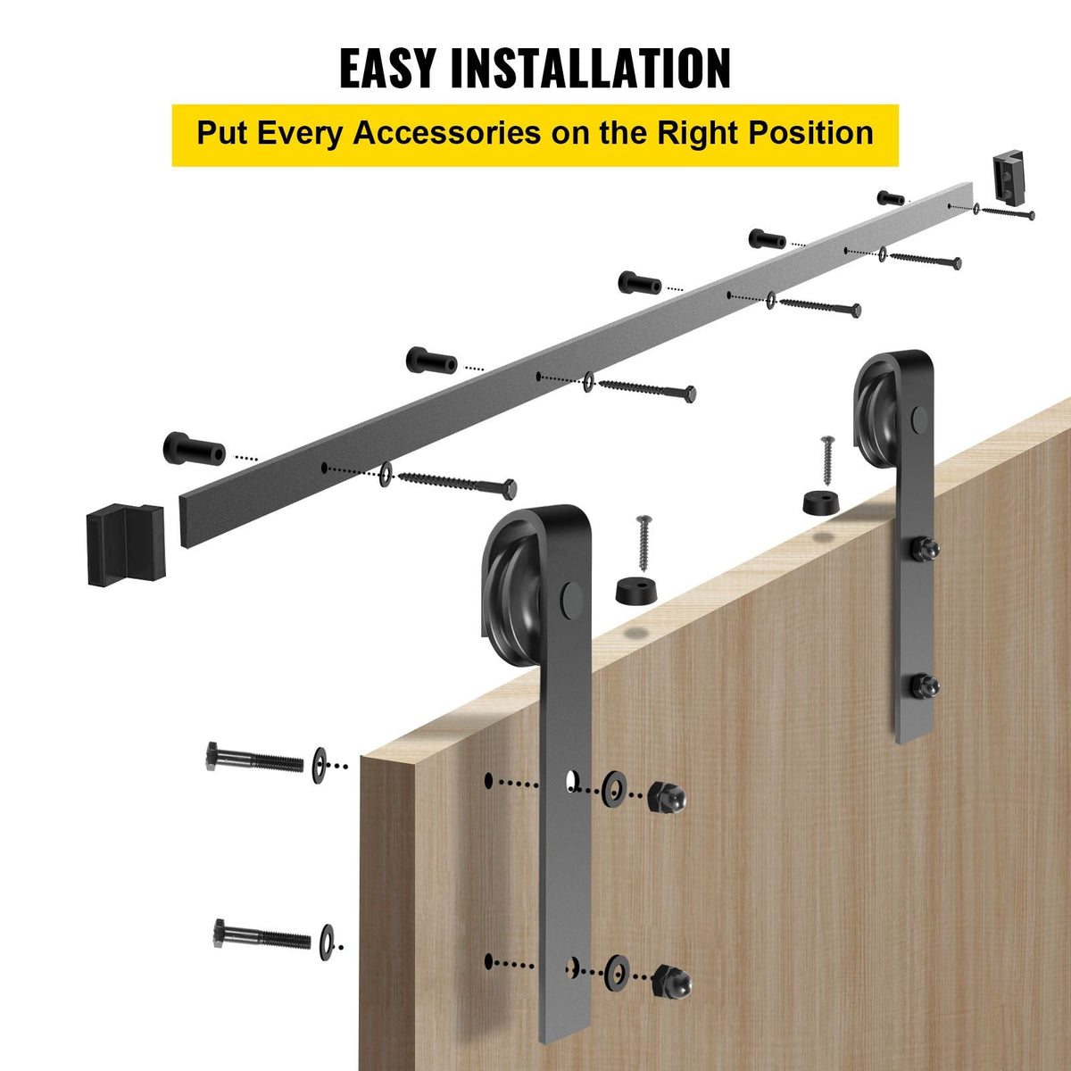 Sliding Barn Door Hardware Kit, 9FT Barn Door Kit, 330LBS Load-Bearing Double Barn Door Hardware Kit, Carbon Steel Barn Door Track, Darn Door for 1.37-1.77\" Thickness & 4.5FT Wide Door Panel