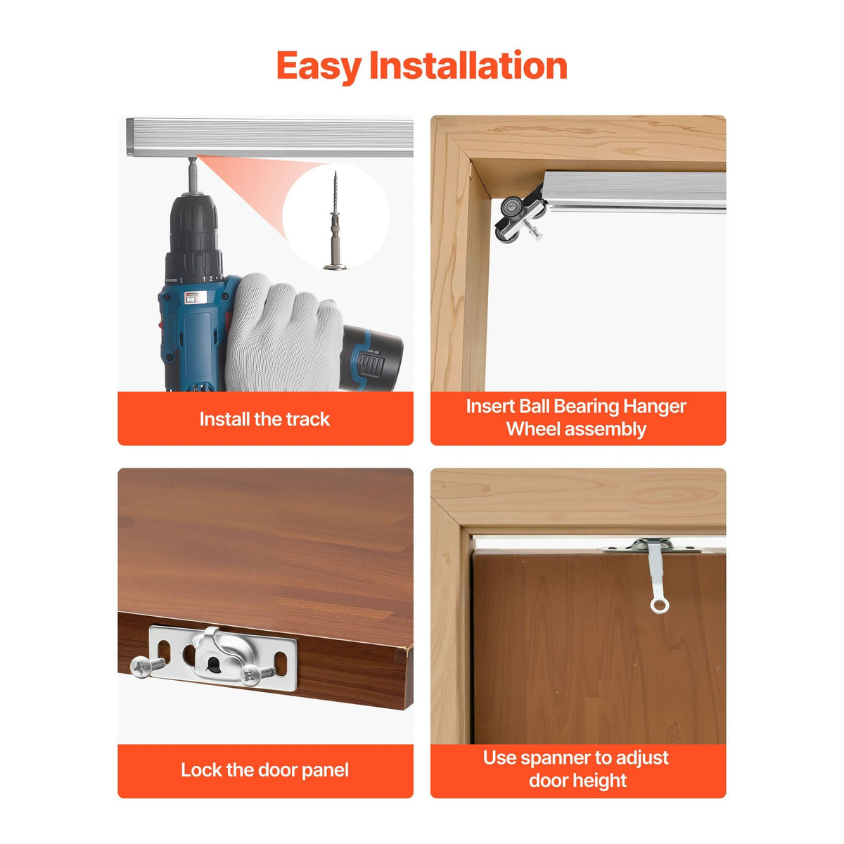 Sliding Pocket Door Hardware Track Kit, 56.73" Pocket Door Track Kit with Soft Close Mechanism for Smooth and Quiet Sliding, Easy to Install, for 1" to 1 3/4" Thickness 30" Width Single Door