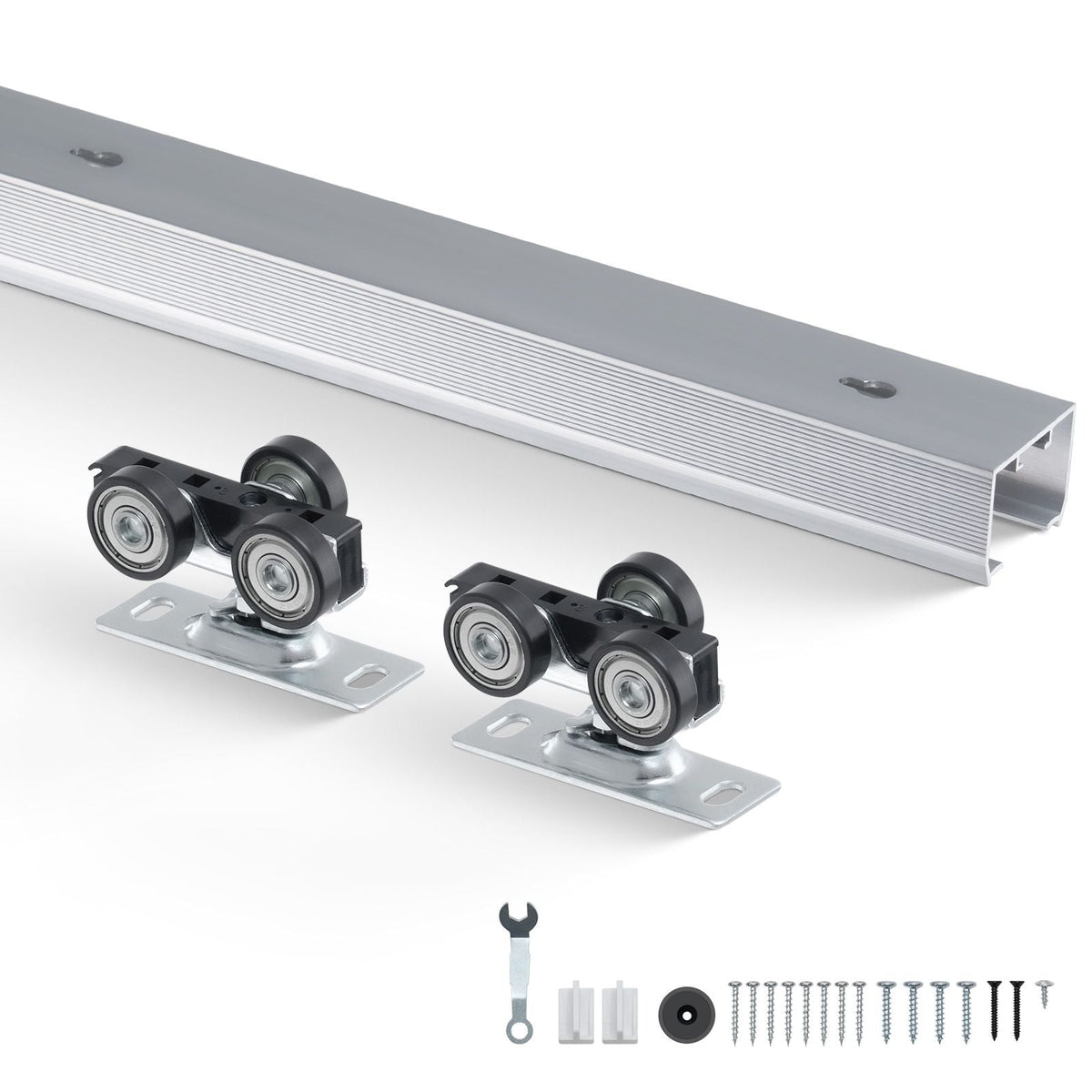 Sliding Pocket Door Hardware Track Kit, 5.73 ft Heavy Duty Pocket Door Hardware Kit, Commercial Grade Pocket Door Hardware and Track Set for 24"-36" Wide Single Door