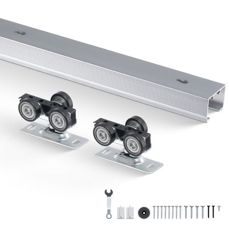 Sliding Pocket Door Hardware Track Kit, 5.73 ft Heavy Duty Pocket Door Hardware Kit, Commercial Grade Pocket Door Hardware and Track Set for 24"-36" Wide Single Door