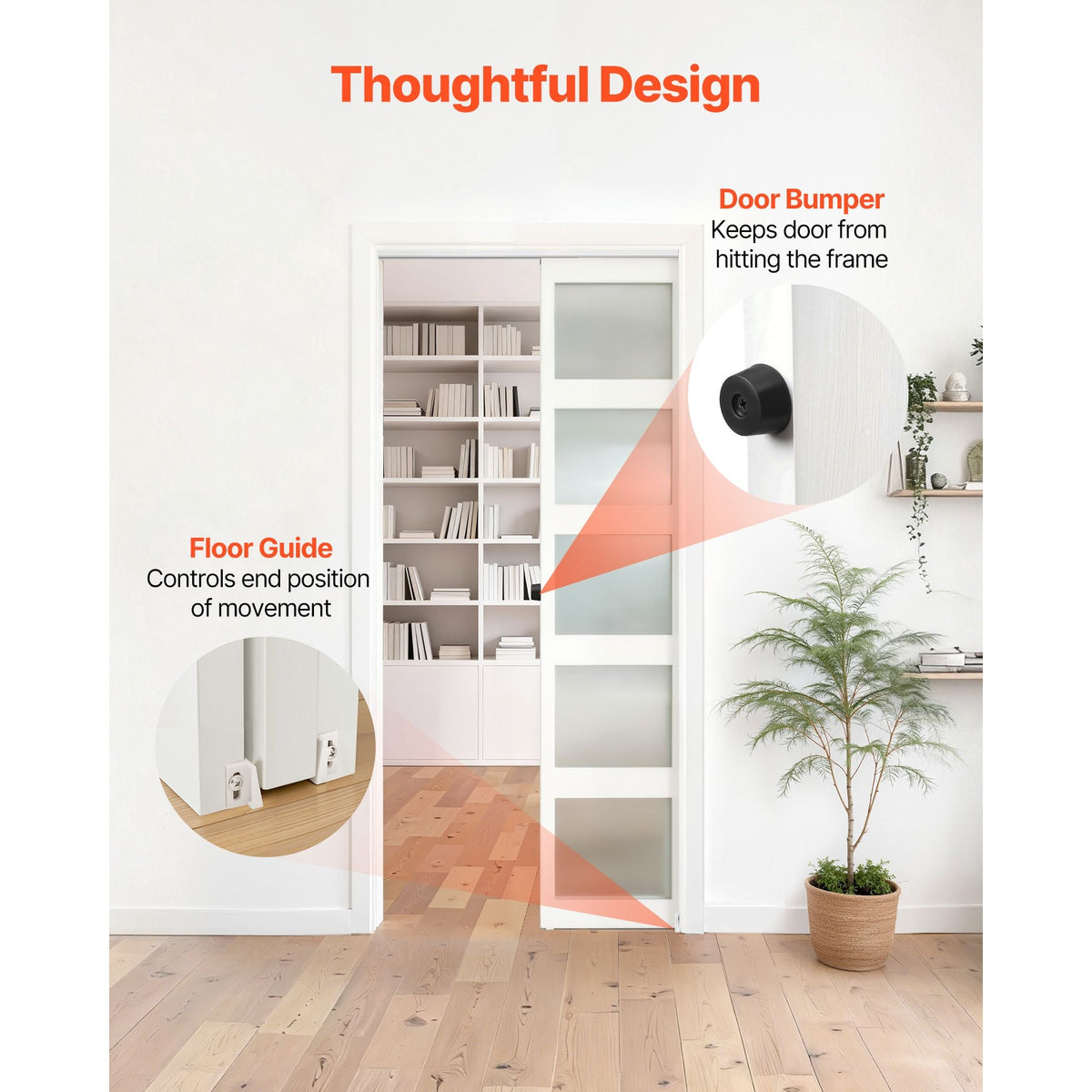 Sliding Pocket Door Hardware Track Kit, 68.74" Pocket Door Track Kit with Soft Close Mechanism for Smooth and Quiet Sliding, Easy to Install, for 1" to 1 3/4" Thickness 36" Width Single Door