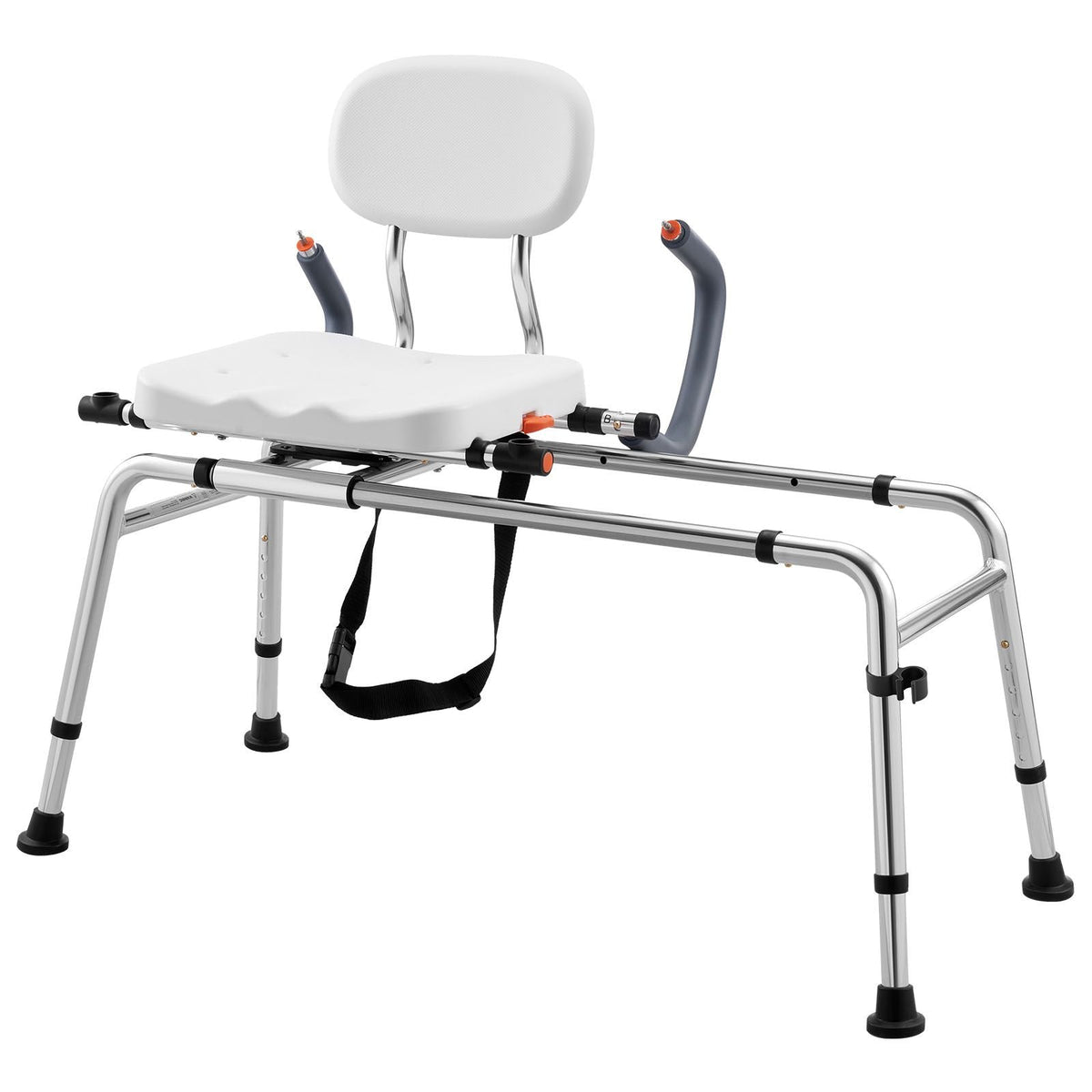 Sliding Shower Chair, 400 lbs Tub Transfer Bench for Bathtub with Swivel Seat, Shower Bench with Pivoting Arms and Backrest, Height & Width Adjustable for Handicap, Seniors, Elderly and Disabled