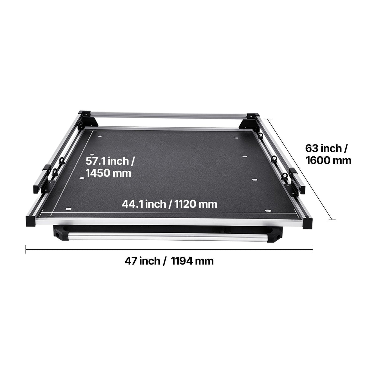 Sliding Truck Bed Organizer, 63 x 47-Inch Heavy Duty Truck Bed Storage Drawer with 1000 lbs Capacity, Features 6 Movable Rings for Securing, 2-Postion Slide out Tray for Pickup Trucks, Black