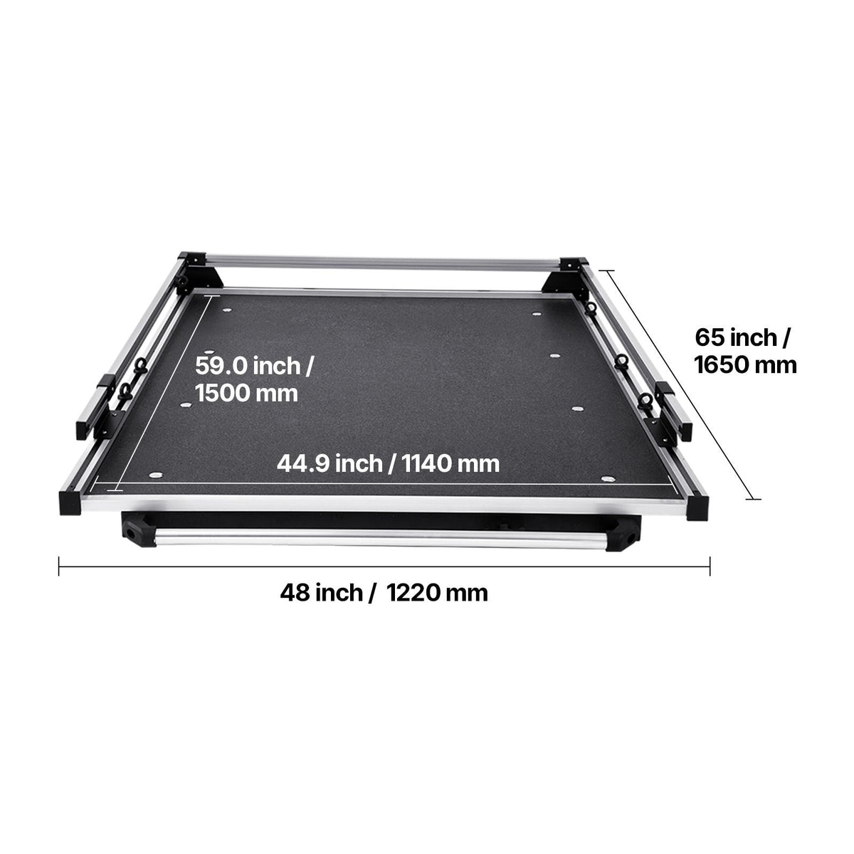 Sliding Truck Bed Organizer, 65 x 48-Inch Heavy Duty Truck Bed Storage Drawer with 1000 lbs Capacity, Features 6 Movable Rings for Securing, 2-Postion Slide out Tray for Pickup Trucks, Black