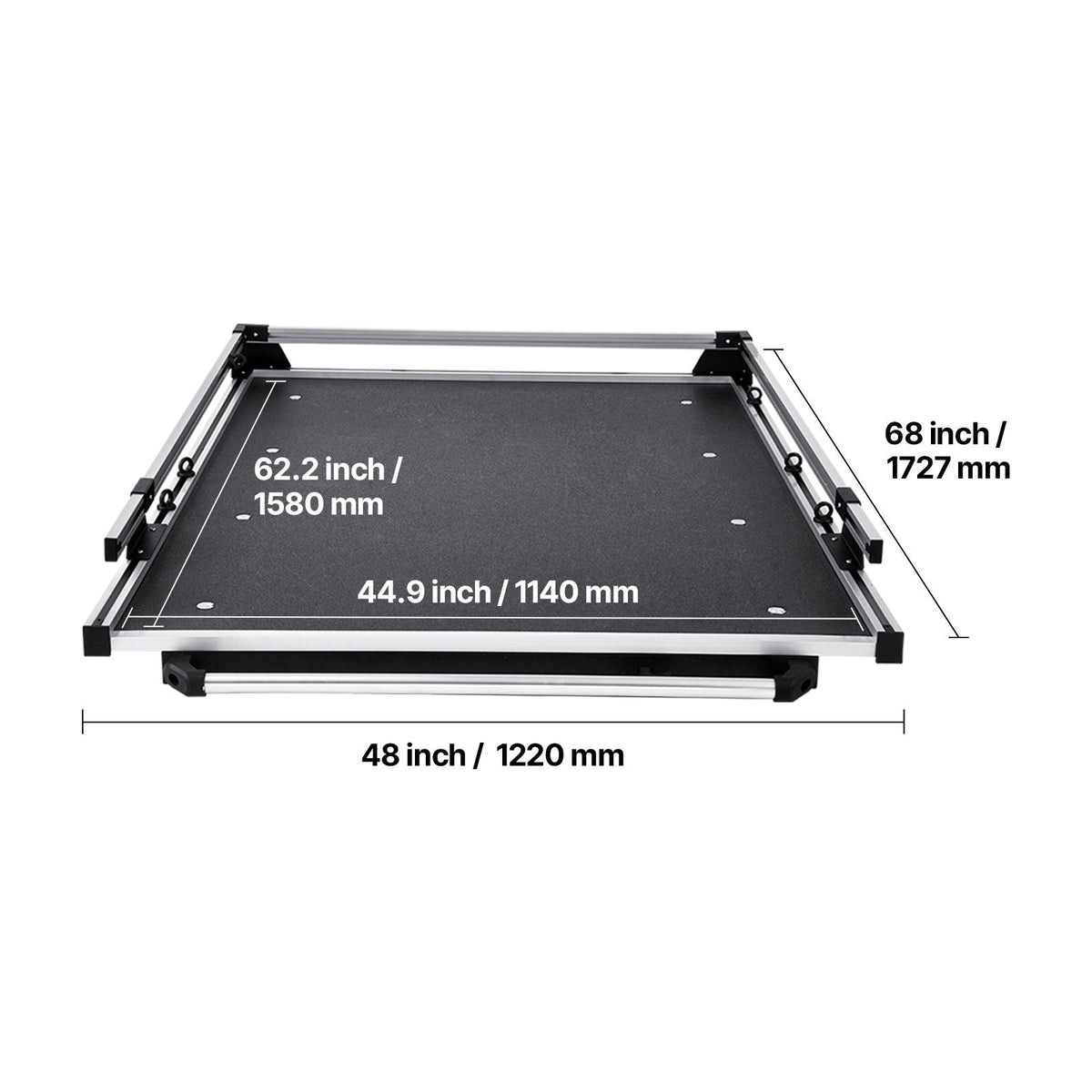 Sliding Truck Bed Organizer, 68 x 48-Inch Heavy Duty Truck Bed Storage Drawer with 1000 lbs Capacity, Features 6 Movable Rings for Securing, 2-Postion Slide out Tray for Pickup Trucks, Black