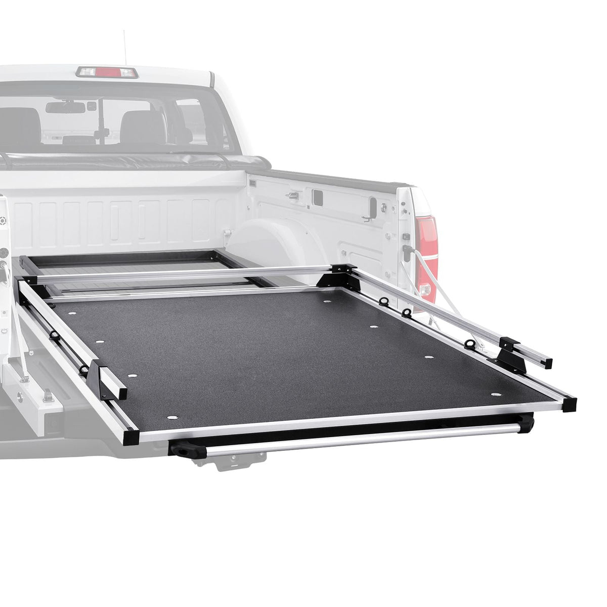 Sliding Truck Bed Organizer, 68 x 48-Inch Heavy Duty Truck Bed Storage Drawer with 1000 lbs Capacity, Features 6 Movable Rings for Securing, 2-Postion Slide out Tray for Pickup Trucks, Black