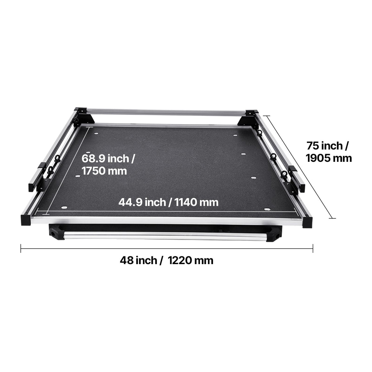 Sliding Truck Bed Organizer, 75 x 48-Inch Heavy Duty Truck Bed Storage Drawer with 1000 lbs Capacity, Features 6 Movable Rings for Securing, 2-Postion Slide out Tray for Pickup Trucks, Black