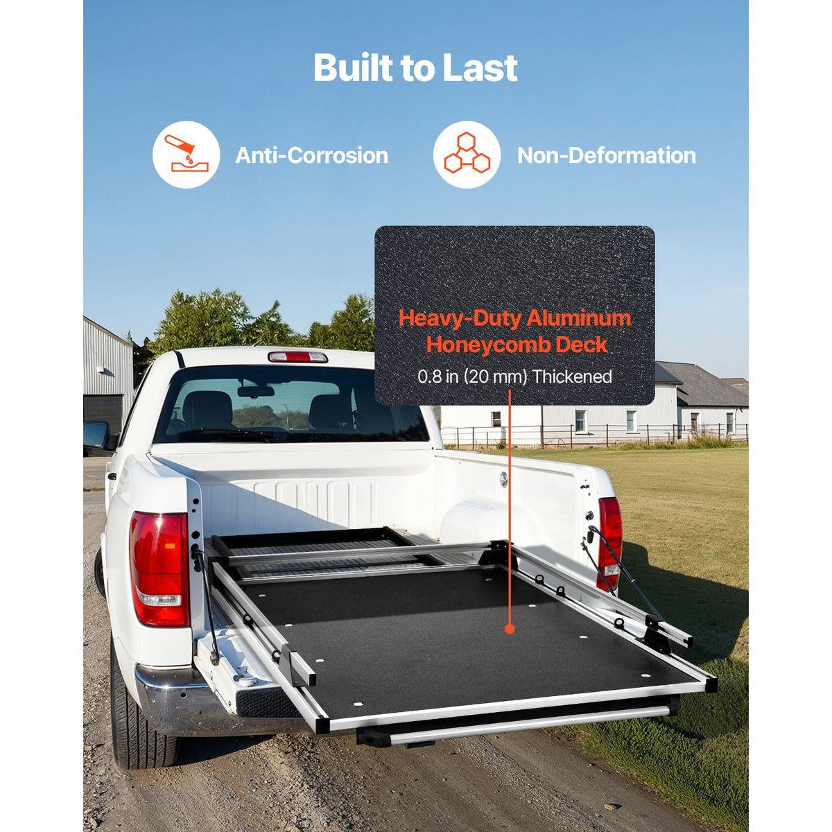 Sliding Truck Bed Organizer, 78 x 48-Inch Heavy Duty Truck Bed Storage Drawer with 1000 lbs Capacity, Features 6 Movable Rings for Securing, 2-Postion Slide out Tray for Pickup Trucks, Black