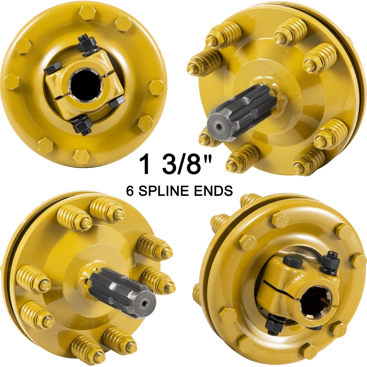 Slip Clutch, 1 3/8' PTO Slip Clutch, 6 Spline Ends PTO Friction Clutch, Carburized Steel Tractor Slip Clutch, Adjustable Rotary Cutter Slip Clutch, Yellow PTO Slip Clutch Spline for PTO Shaft
