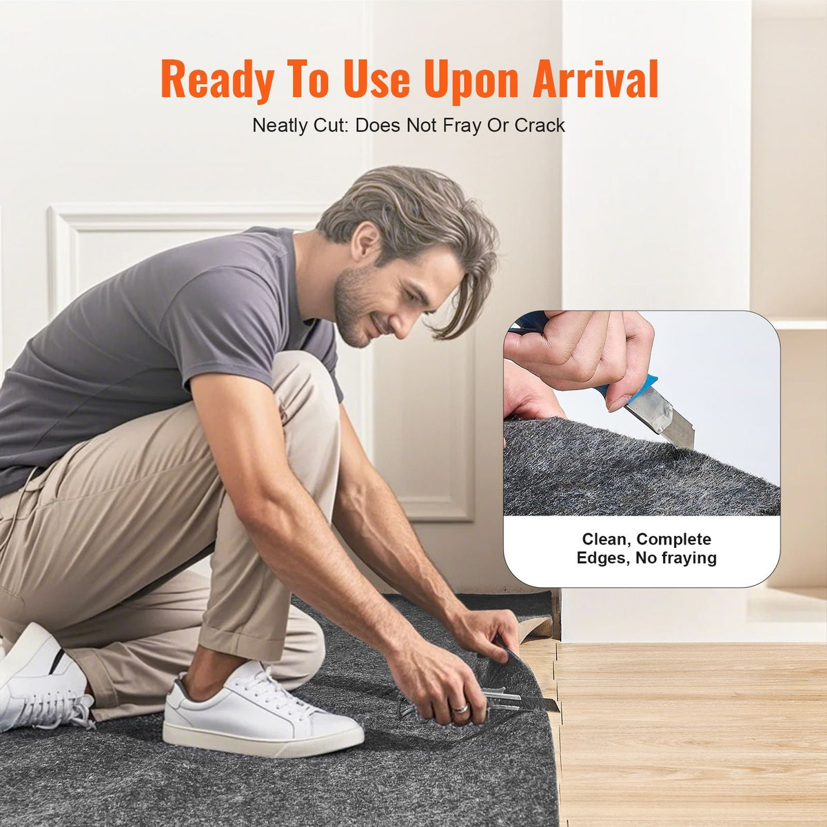 - Slip-Resistant Rug Pad - Protective Cushioning Carpet Pad - 8' x 10' - 1/4"Thick - Dual Surface - Polyester Felt + Latex - Gray - 7-8m² Area Carpet Padding Rug Cushion Safe for All Floors
