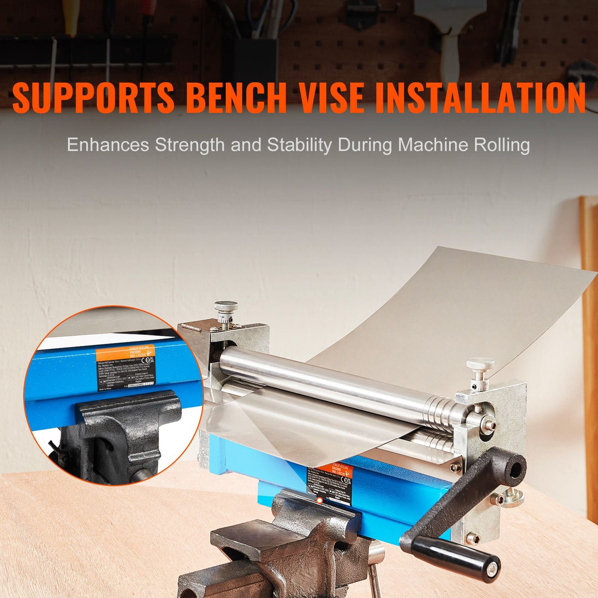Slip Roll Machine, 12.6 inches Forming Width in 20 Gauge Capacity, Sheet Metal Slip Roller Rolling Bending Machine, with 2 Detachable Rollers for Low Carbon Steel Copper Aluminum Alloy Sheet