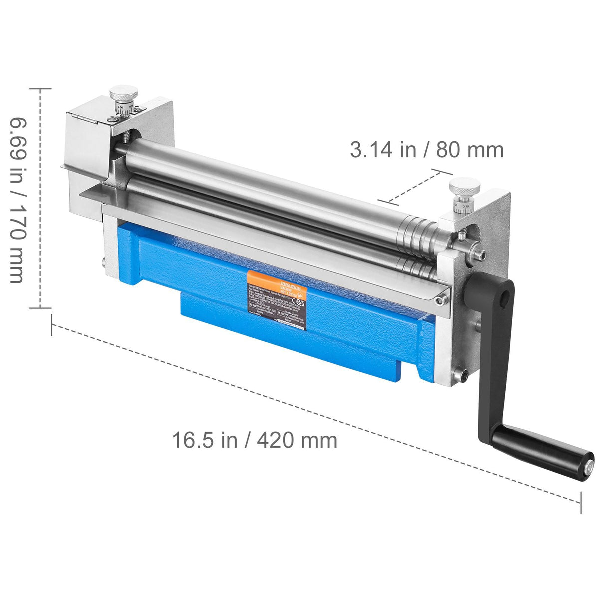 Slip Roll Machine, 12.6 inches Forming Width in 20 Gauge Capacity, Sheet Metal Slip Roller Rolling Bending Machine, with 2 Detachable Rollers for Low Carbon Steel Copper Aluminum Alloy Sheet