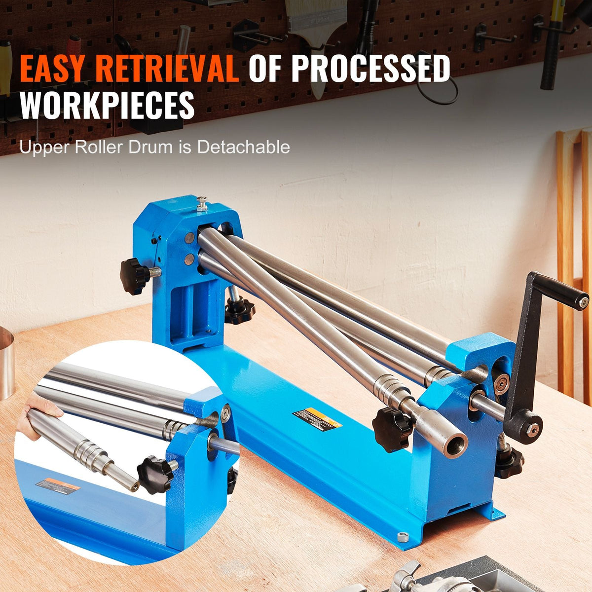 Slip Roll Machine, 24 inches Forming Width in 16 Gauge Capacity, Sheet Metal Slip Roller Rolling Bending Machine, with 2 Detachable Rollers for Low Carbon Steel Copper Sheet Aluminum Alloy Sheet