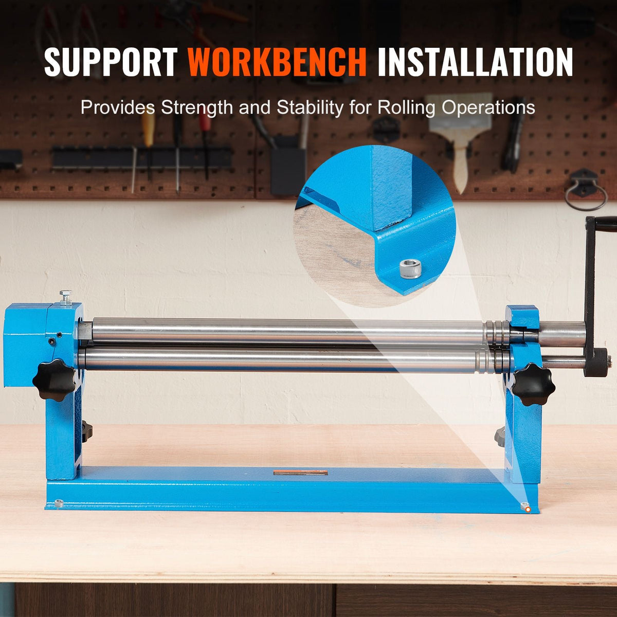 Slip Roll Machine, 24 inches Forming Width in 16 Gauge Capacity, Sheet Metal Slip Roller Rolling Bending Machine, with 2 Detachable Rollers for Low Carbon Steel Copper Sheet Aluminum Alloy Sheet