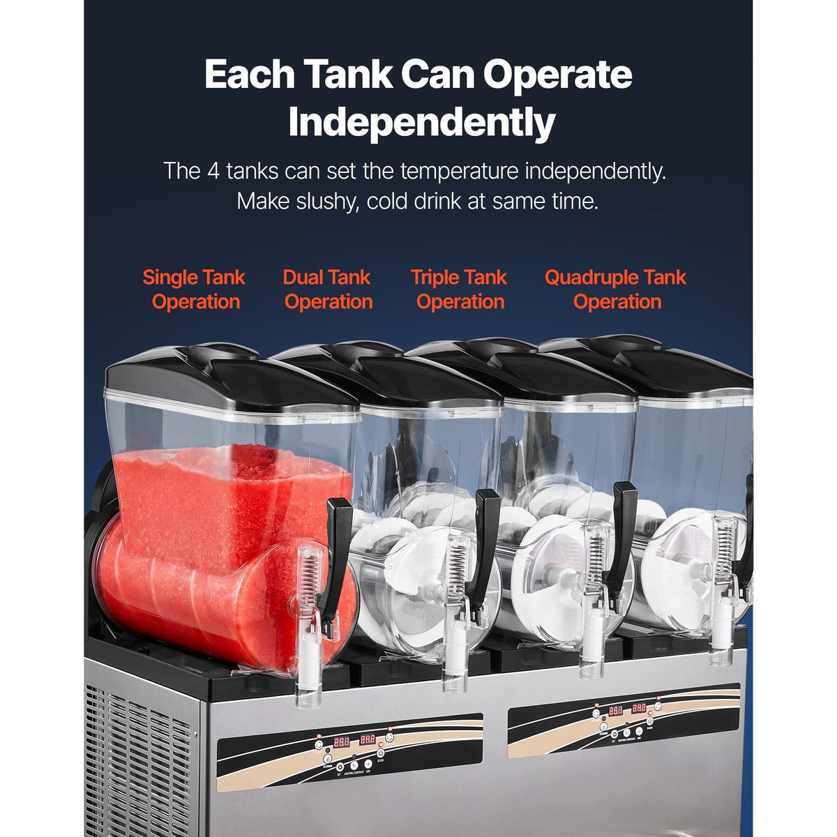 Slushie Machine, 12L/3.17Gal x 4 Tank Commercial Slushy Maker, Frozen Drink Maker with Self-Cleaning, Margarita Machine for Restaurants Bars Party for Slushie, Margaritas, Milkshake & More