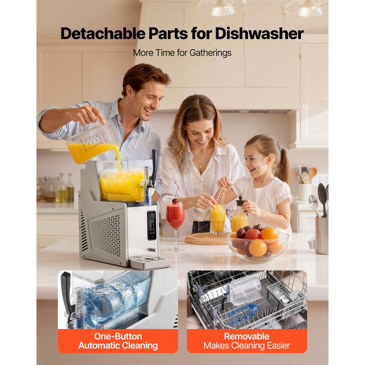 Slushie Machine, 3L/100oz No Ice Needed Slushy Machine for Home, Frozen Drink Maker with Single Tank, Margarita Machine with Self-Cleaning, for Frozen Margaritas, Frappés, Milkshake & More