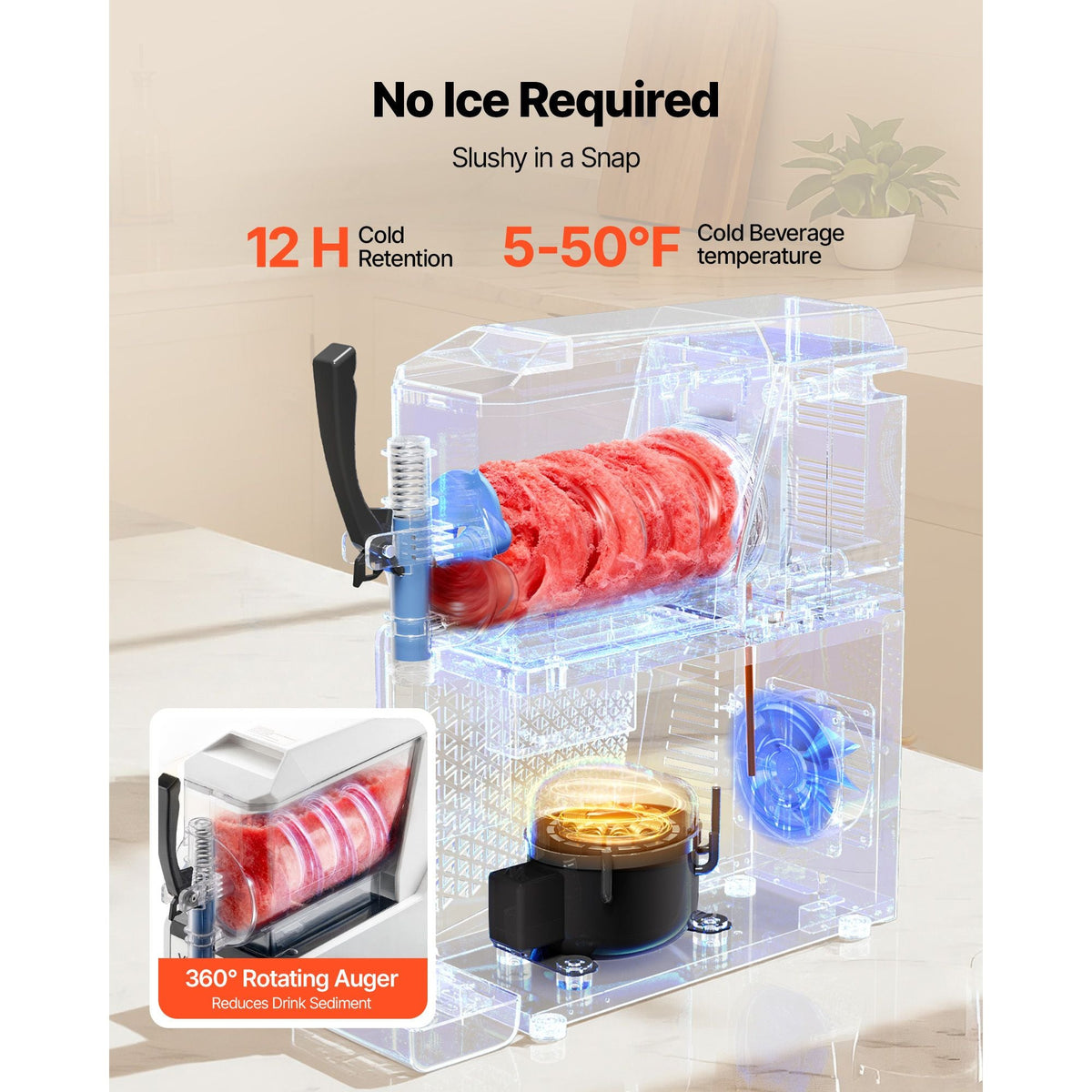 Slushie Machine, 3L/100oz No Ice Needed Slushy Machine for Home, Frozen Drink Maker with Single Tank, Margarita Machine with Self-Cleaning, for Frozen Margaritas, Frappés, Milkshake & More