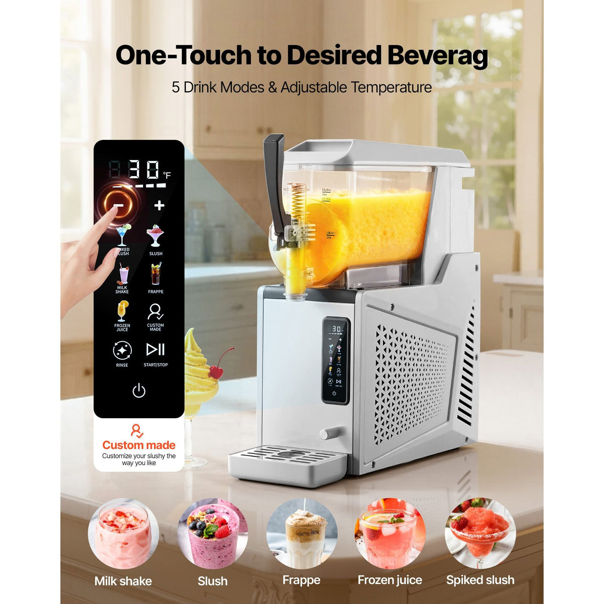 Slushie Machine, 3L/100oz No Ice Needed Slushy Machine for Home, Frozen Drink Maker with Single Tank, Margarita Machine with Self-Cleaning, for Frozen Margaritas, Frappés, Milkshake & More