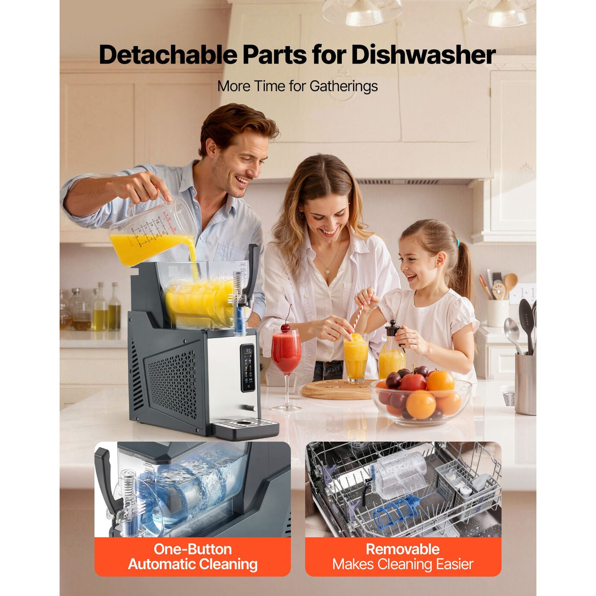 Slushie Machine, 4L/135oz No Ice Needed Slushy Machine for Home, Frozen Drink Maker with Single Tank, Margarita Machine with Self-Cleaning, for Frozen Margaritas, Frappés, Milkshake & More