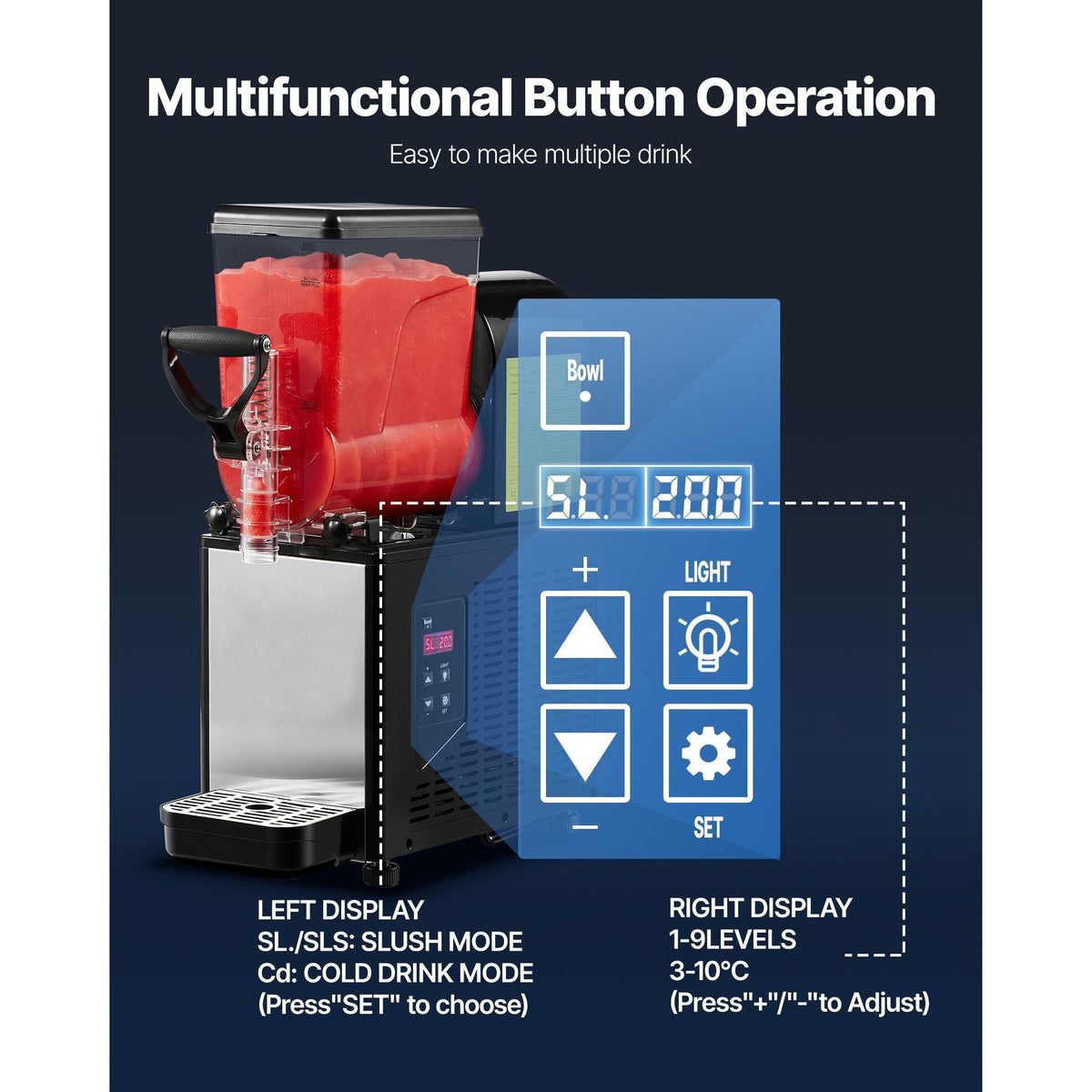 Slushie Machine, 6L/1.6Gal Commercial Slushy Maker, Frozen Drink Maker with Self-Cleaning, Margarita Machine for Restaurants Bars Party for Slushie, Margaritas, Milkshake & More