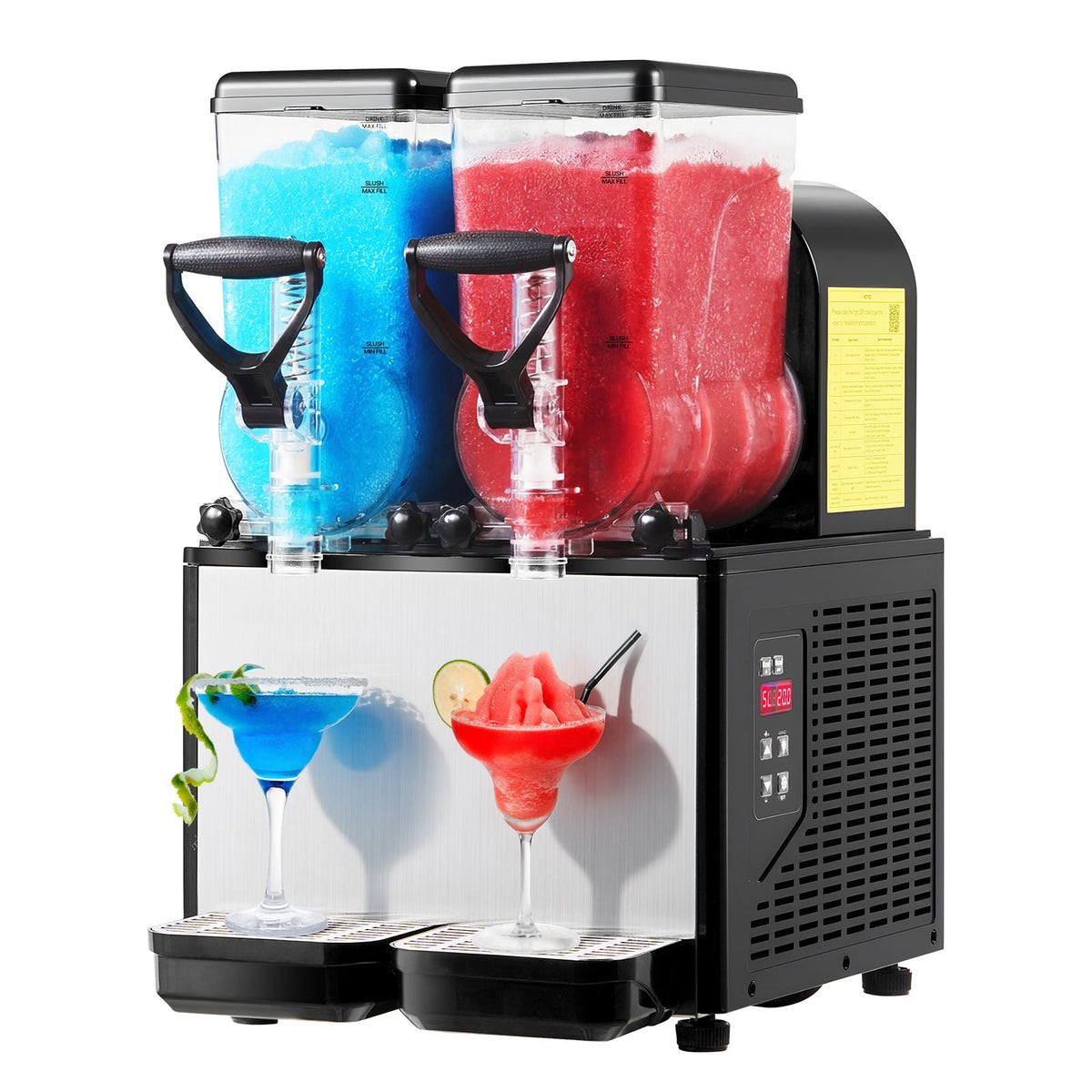 Slushie Machine, 6L/1.6Gal x 2 Tank Commercial Slushy Maker, Frozen Drink Maker with Self-Cleaning, Margarita Machine for Restaurants Bars Party for Slushie, Margaritas, Milkshake & More