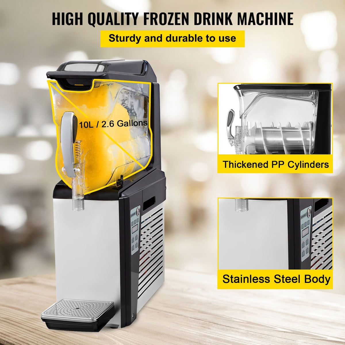 Slushy Machine, 10L 1 Tank Slushie Machine for Home, 600W Commercial Slushy Machine, machine a slush for Frozen Drinks Automatic Clean, Slushy Machine for Home Supermarkets Cafes Restaurants