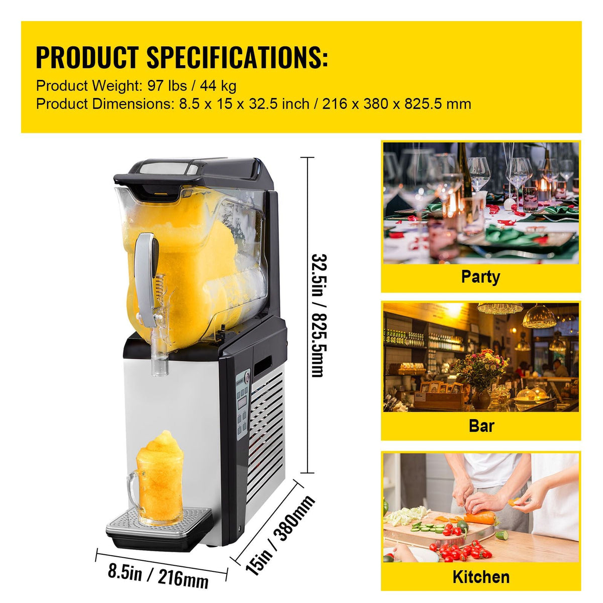Slushy Machine, 10L 1 Tank Slushie Machine for Home, 600W Commercial Slushy Machine, machine a slush for Frozen Drinks Automatic Clean, Slushy Machine for Home Supermarkets Cafes Restaurants