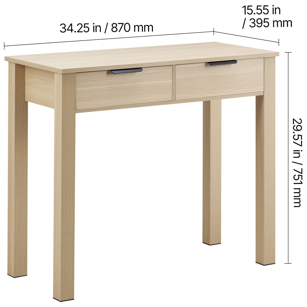 Small Desk with Drawers, Kids Desk for Bedroom, Modern Simple Study Table for Drawing, Reading, Writing, Rectangle MDF Furniture Study Storage Table for Home, Office, Light Wood