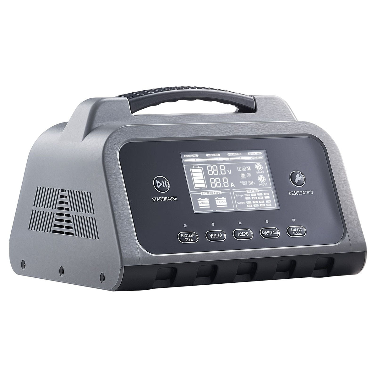 Smart Battery Charger, 12A, 6V 12V 24V 36V 48V Lithium LiFePO4 Lead-Acid (Gel / AGM) Car Battery Charger, with LCD Display, Trickle Charging Maintainer Desulfator, for Car, Boat, Motorcycle