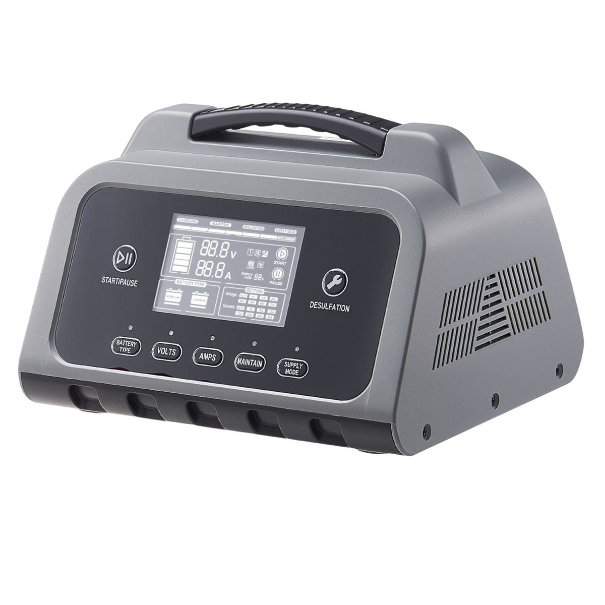 Smart Battery Charger, 12A, 6V 12V 24V 36V 48V Lithium LiFePO4 Lead-Acid (Gel / AGM) Car Battery Charger, with LCD Display, Trickle Charging Maintainer Desulfator, for Car, Boat, Motorcycle