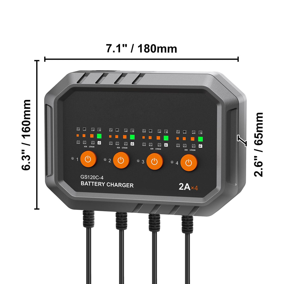 Smart Battery Charger, 8-Amp, LiFePO4 Lead-Acid (AGM / Gel / SLA) Car Battery Charger, Fully-Automatic Charger Maintainer for Boat Motorcycle Lawn Mower Golf Cart Marine Deep Cycle