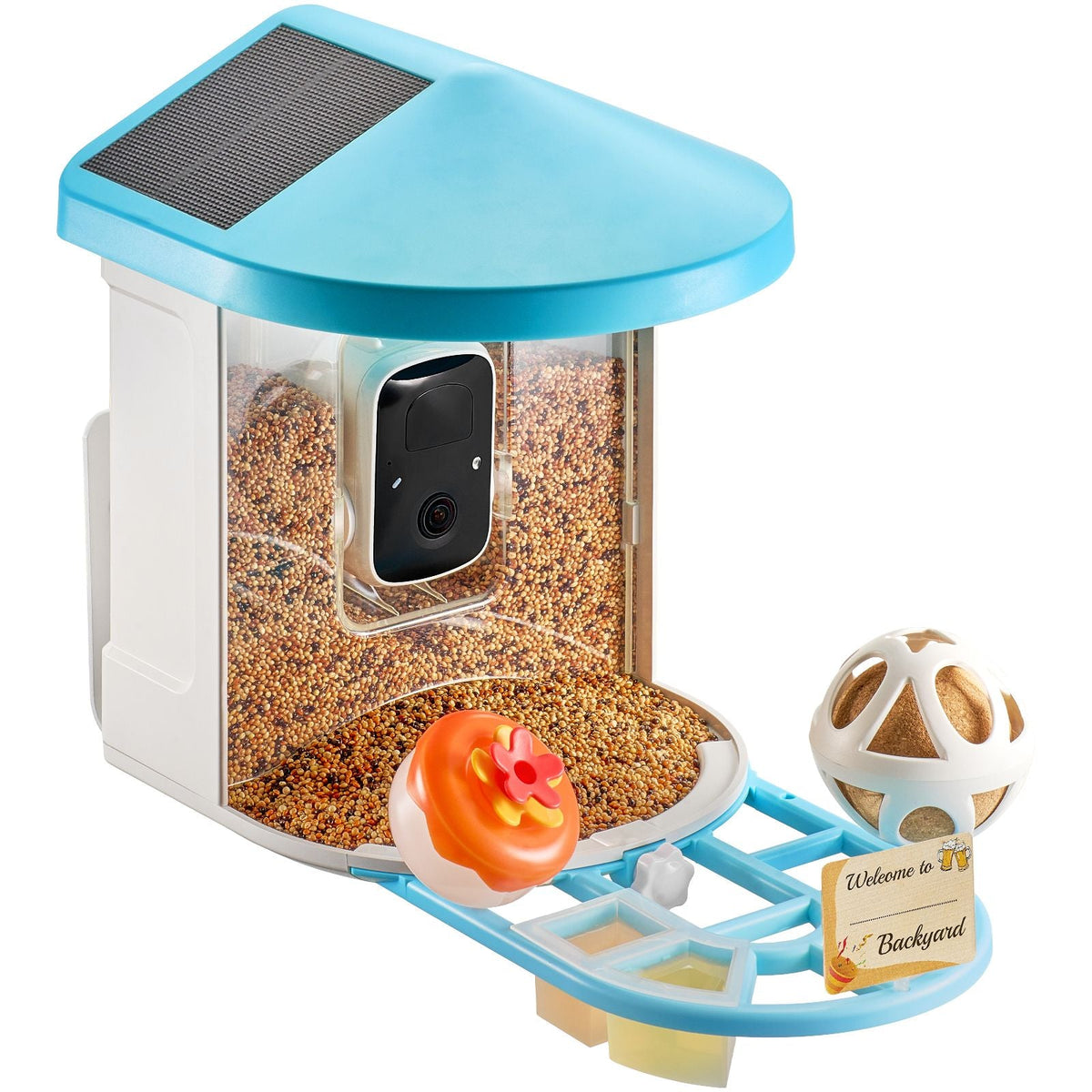 Smart Bird Feeder with Camera, 2K HD AI Identify 10000+ Bird Species, Solar-Powered Bird Watching Camera with Auto Capture & Instant Notify, Wireless Outdoor Gift for Bird Lover (3 Solar Panels)
