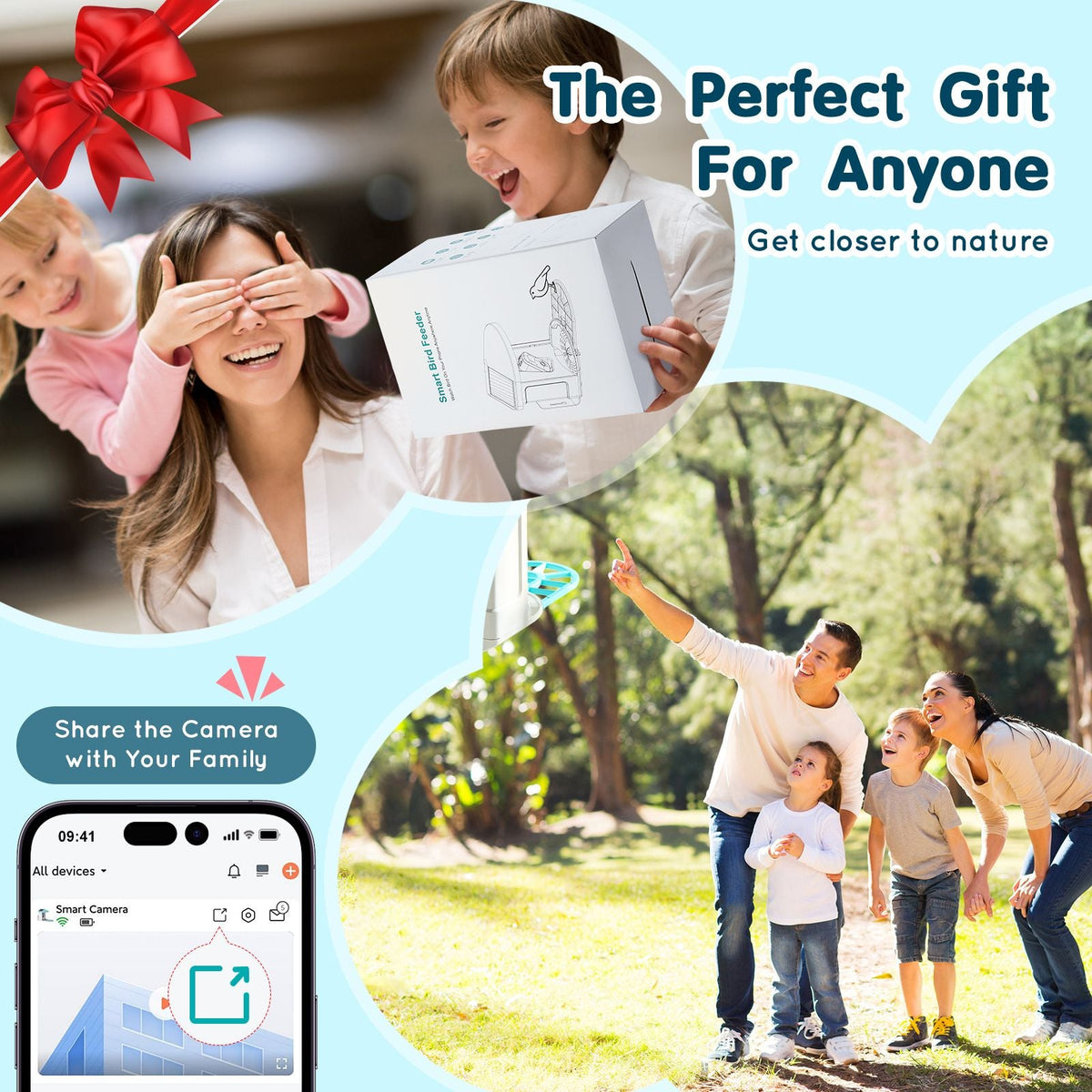 Smart Bird Feeder with Camera, 2K HD AI Identify 10000+ Bird Species, Solar-Powered Bird Watching Camera with Auto Capture & Instant Notify, Wireless Outdoor Gift for Bird Lover (3 Solar Panels)