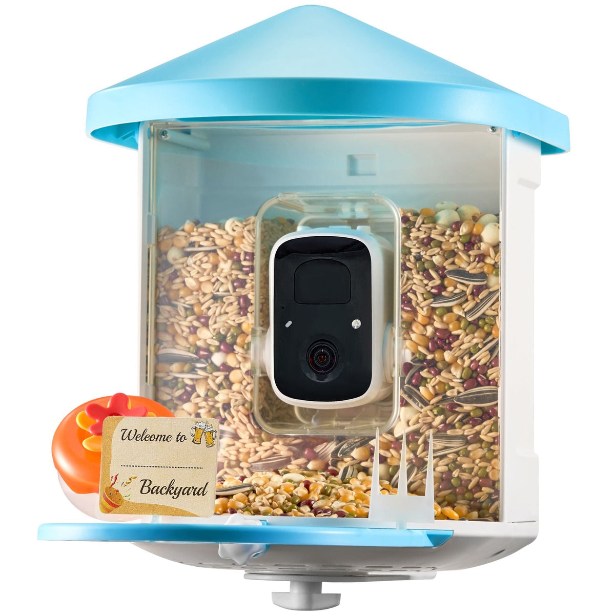 Smart Bird Feeder with Camera, 2K HD AI Identify 10000+ Bird Species, Solar-Powered Bird Watching Camera with Auto Capture & Instant Notify, Wireless Outdoor Gift for Bird Lover (3 Solar Panels)