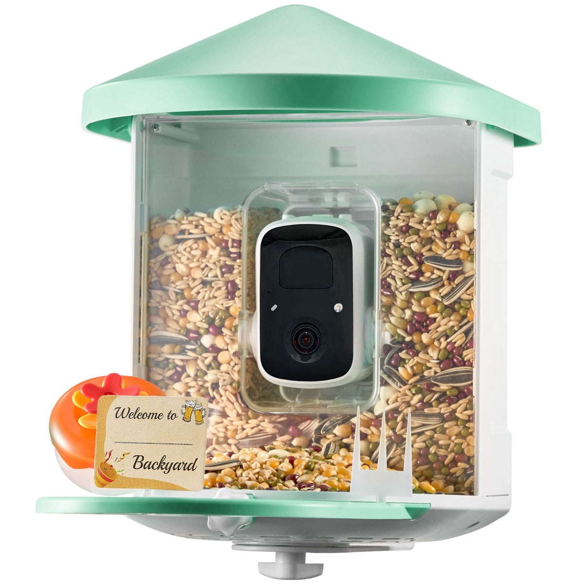 Smart Bird Feeder with Camera, 2K HD AI Identify 10,000+ Bird Species, Solar-Powered Bird Watching Camera with Auto Capture & Instant Notify, Wireless Outdoor Ideal Gift for Bird Lovers (Green)