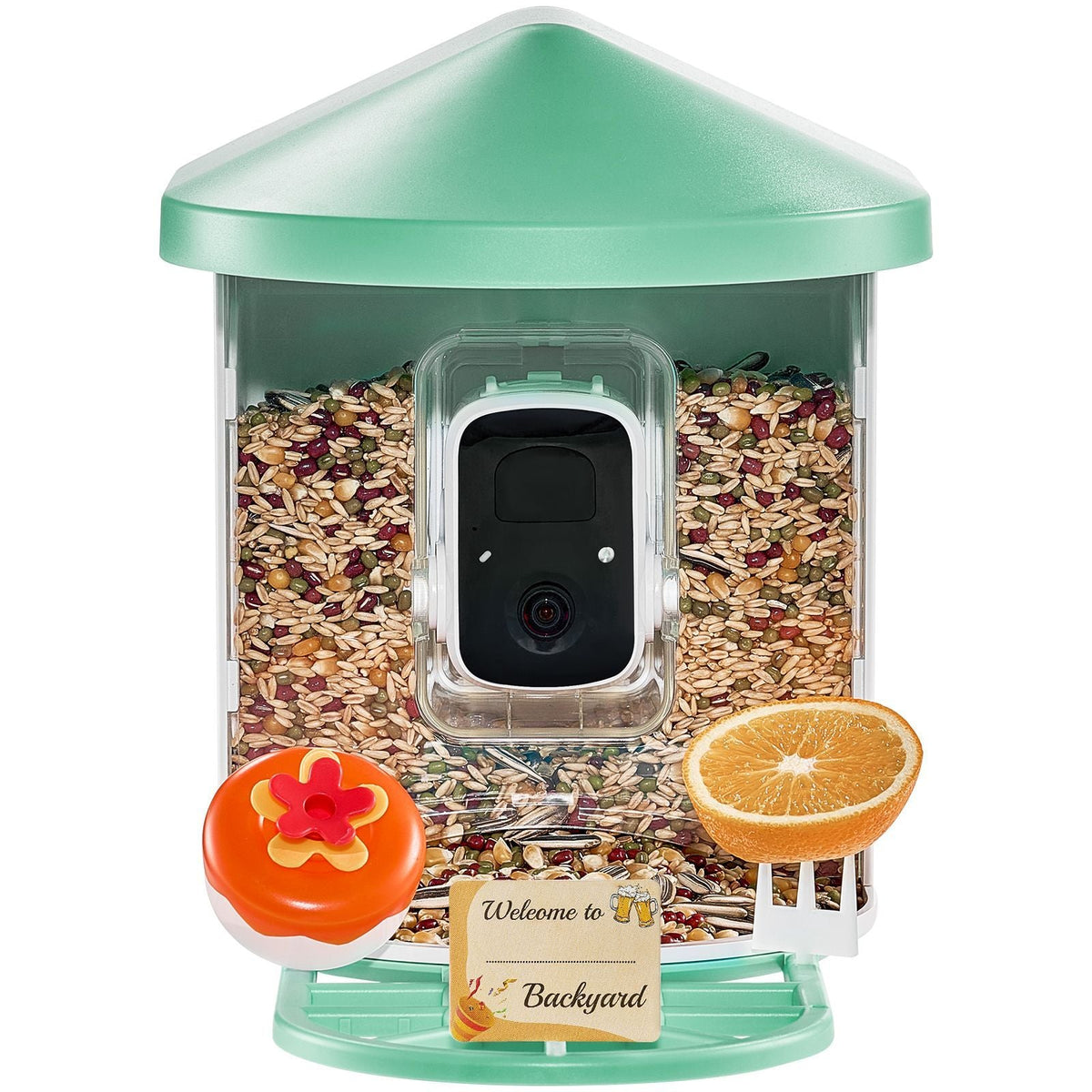Smart Bird Feeder with Camera, 2K HD AI Identify 10,000+ Bird Species, Solar-Powered Bird Watching Camera with Auto Capture & Instant Notify, Wireless Outdoor Ideal Gift for Bird Lovers (Green)