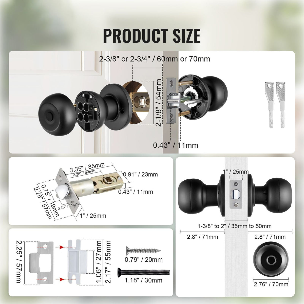 Smart Door Knob, Biometric Door Lock Bluetooth Smart Lock, Fingerprint Smart Lock with APP Control, Easy Installation Door Lock, for Home Bedrooms, Cloakroom, Hotels, Apartments Offices, Black