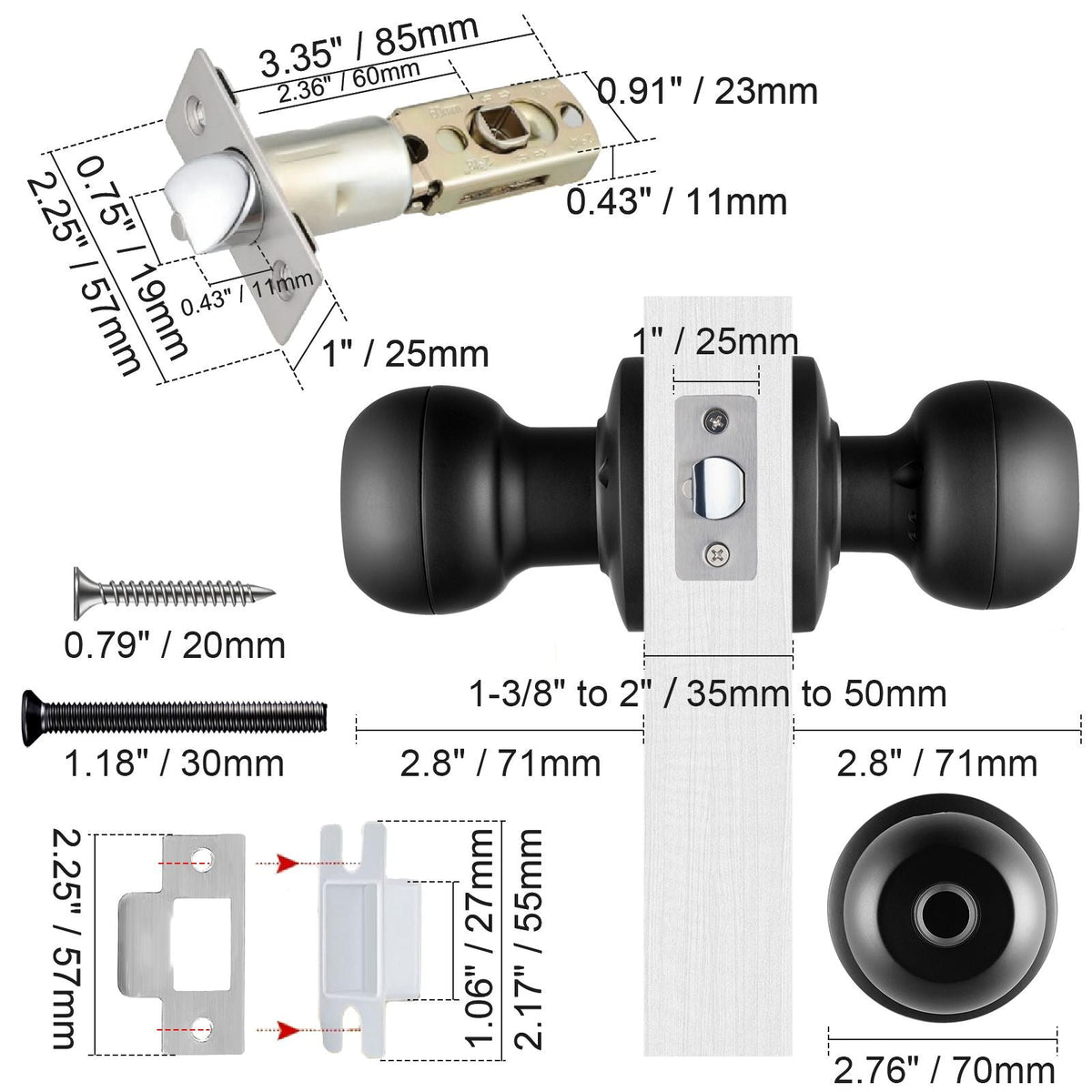 Smart Door Knob, Biometric Door Lock Bluetooth Smart Lock, Fingerprint Smart Lock with APP Control, Easy Installation Door Lock, for Home Bedrooms, Cloakroom, Hotels, Apartments Offices, Black