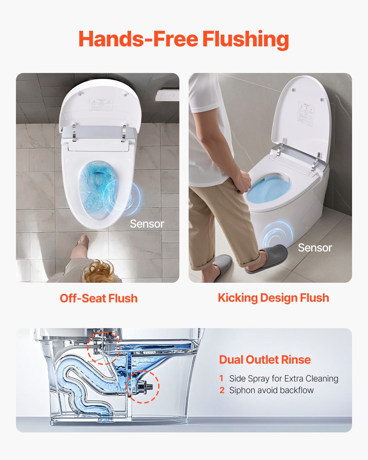 Smart Toilet, Air Drying, Elongated Smart Toilet with Heated Seat, Clean Nozzle & Auto Freshening System, Auto Open/Close Toilet with Remote Control & LED Digital Display, Fits for Bathrooms